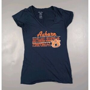 Auburn Tigers Shirt Womens L Blue Short Sleeve 2010 National‎ Champions